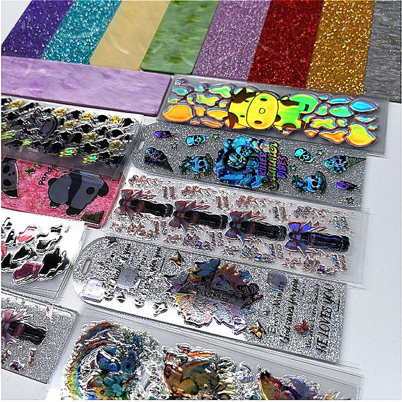 Wholesale Random Holographic Stickers 20/50/100pcs UV DTF Wraps Pen Sticker & Cartoon Random Styles Bookmark Stickers for Crafts Wraps